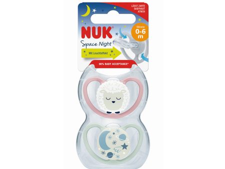 NUK Space Night Soother Sheep 0-6 Months (2 Pack) on Sale