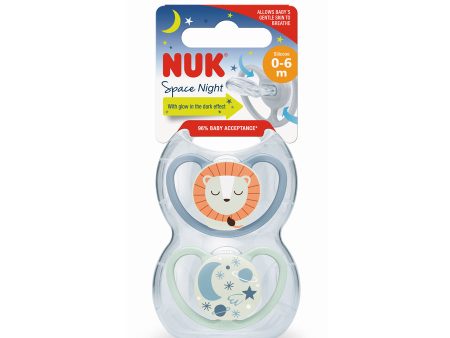 NUK Space Night Soother Lion 0-6 Months (2 Pack) on Sale