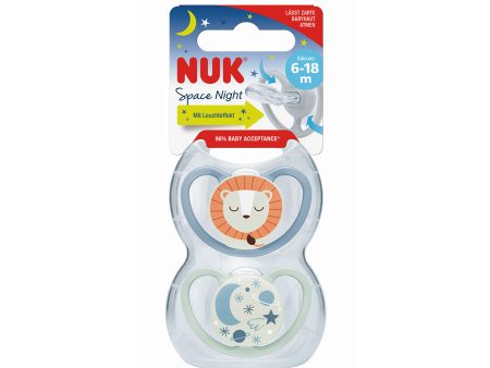 NUK Space Night Soother Lion 6-18 Months  (2 Pack) Discount