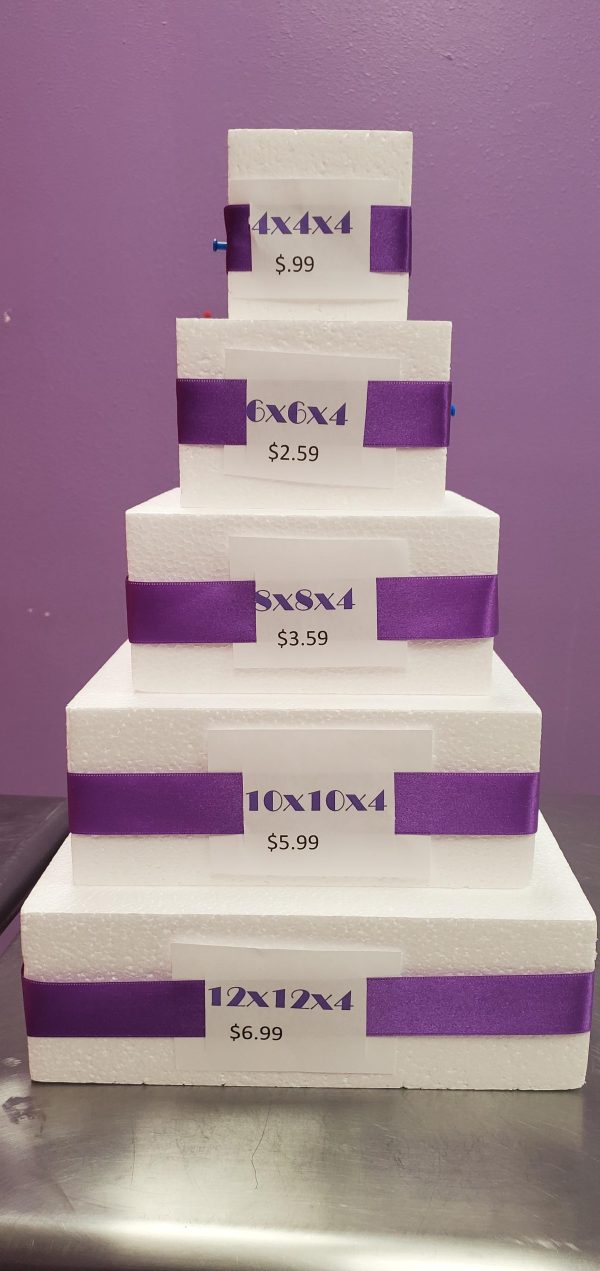 4  Tall Square Styrofoam Cake Dummy For Sale