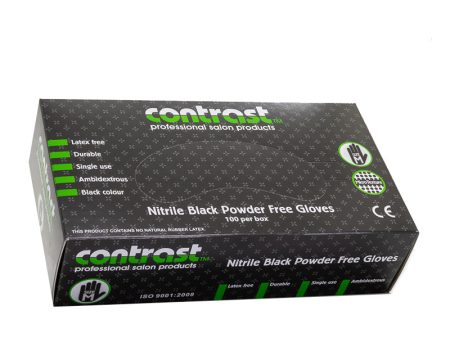 Contrast Nitrile Black Powder Free Gloves Medium 100pk Hot on Sale