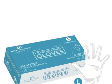 Olivia Garden Clear Vinyl Gloves Large 100 Pack Supply